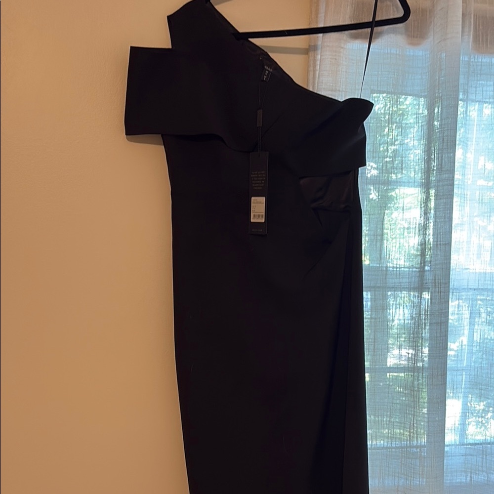 AQ/AQ Black Asymmetrical One Shoulder Cocktail Dress
